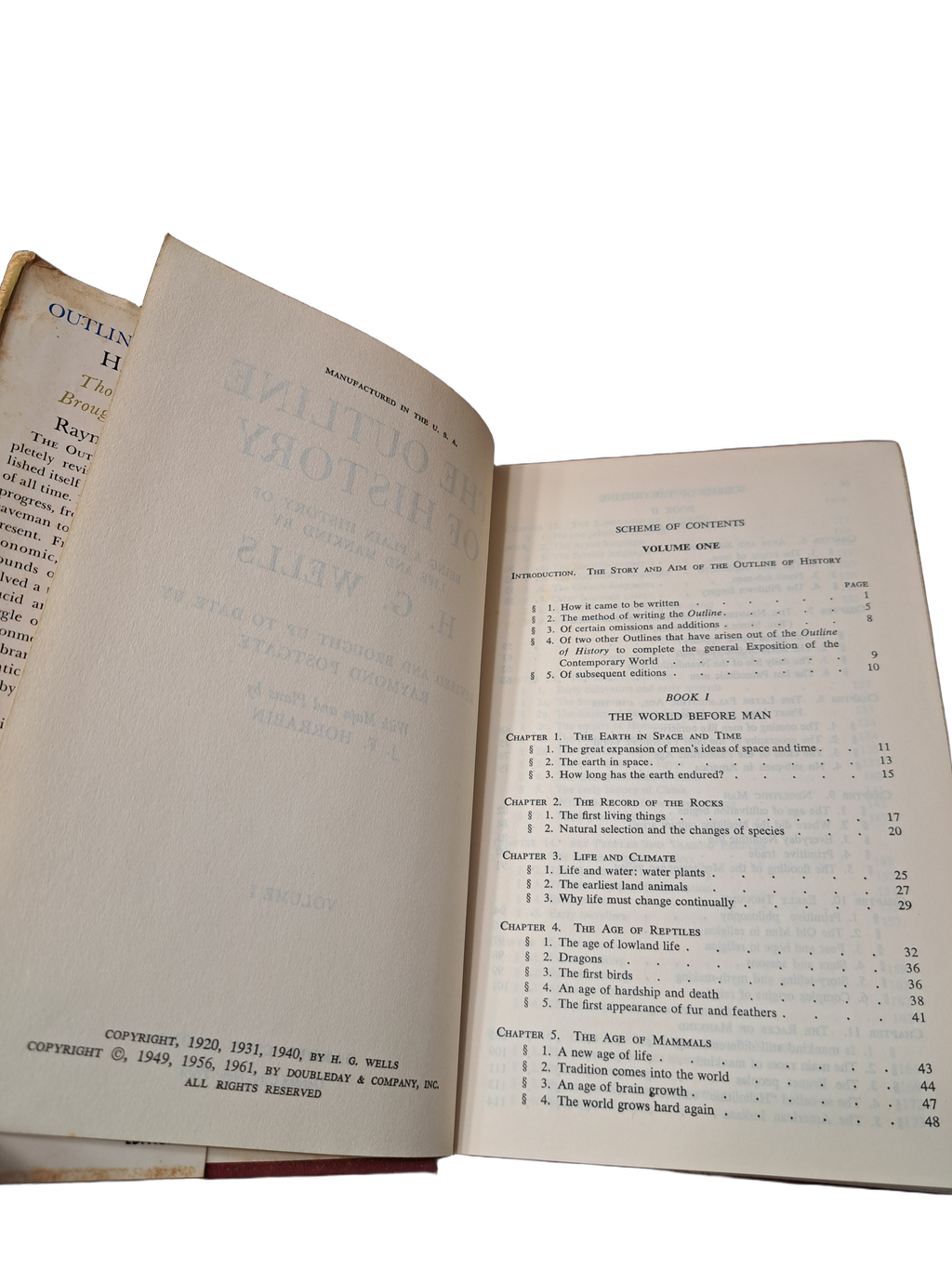 Vintage 1961 The Outline of History Volume 1 by H. G. Wells