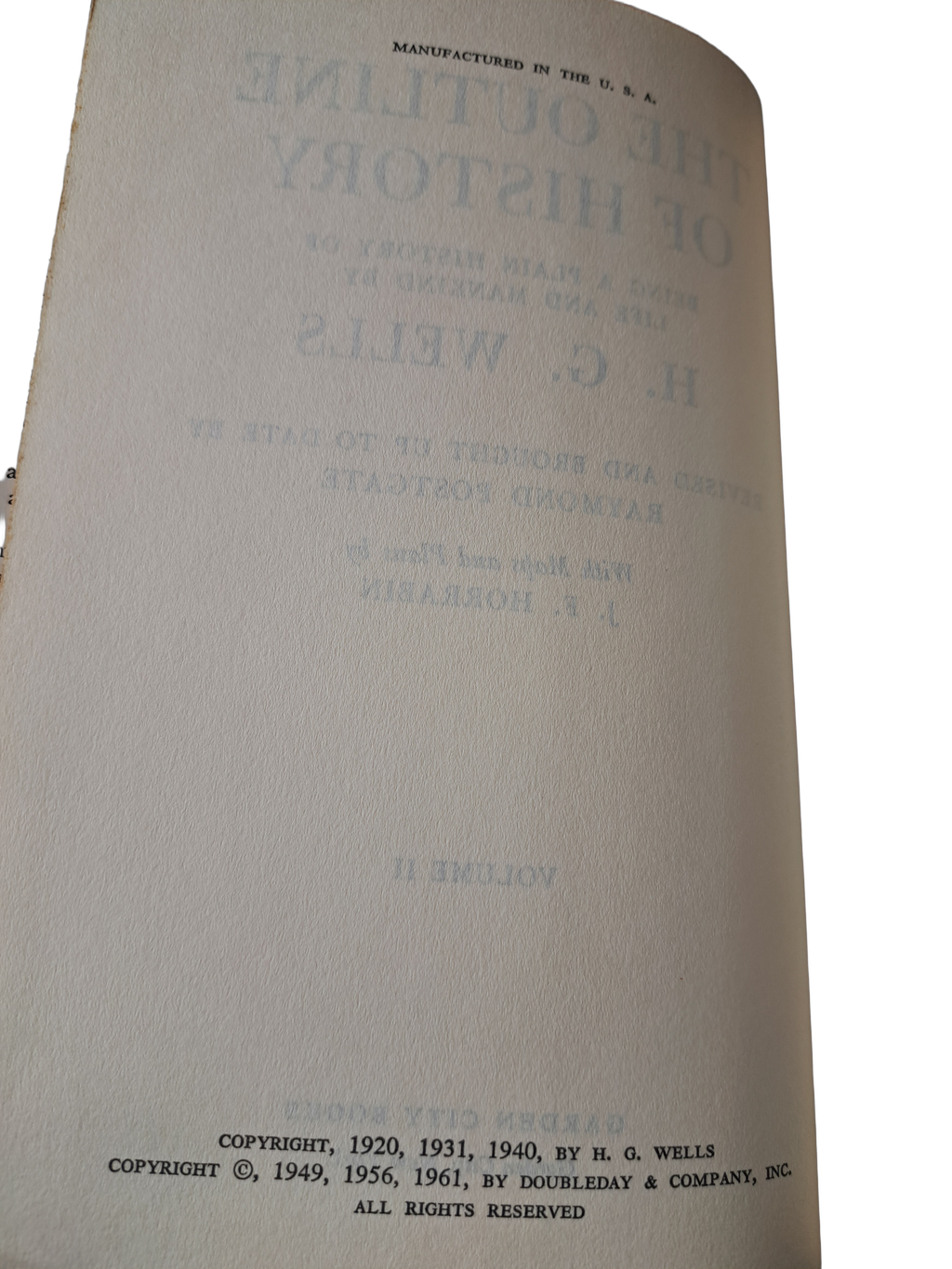 Vintage 1961 The Outline of History Volume 2 by H. G. Wells
