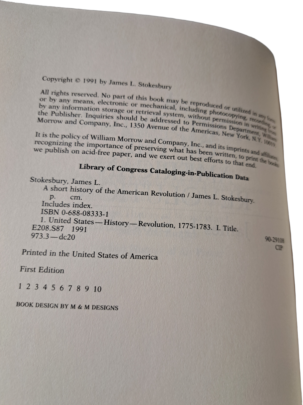 Vintage 1991 A Short History of the American Revolution