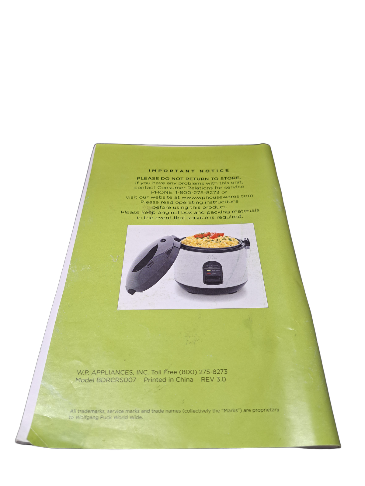 Wolfgang Puck Bistro Collection product manual