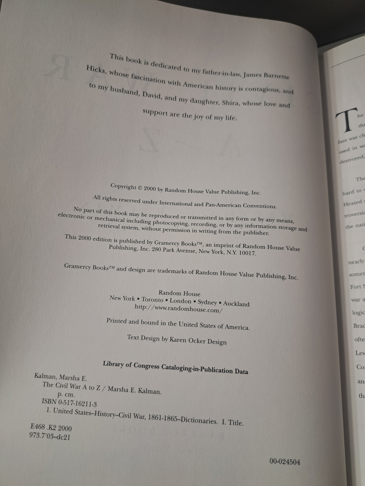 2000 Civil War A-Z by Marsha E Kalman