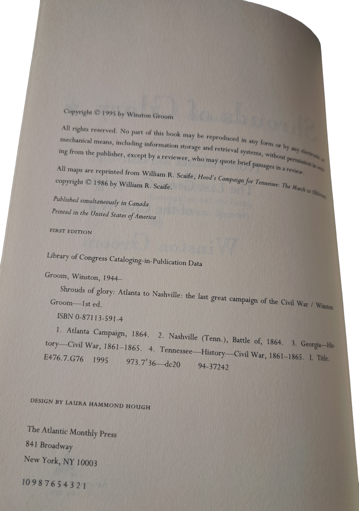 Vintage 1995 Shrouds of Glory by Winston Groom