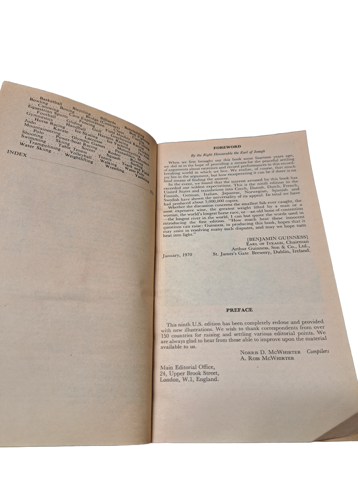 Vintage 1970 Guinness Book of World Records by Norris and Ross McWhirter