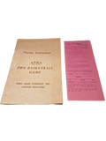 Vintage Playing Instructions: APBA Pro Basketball Game