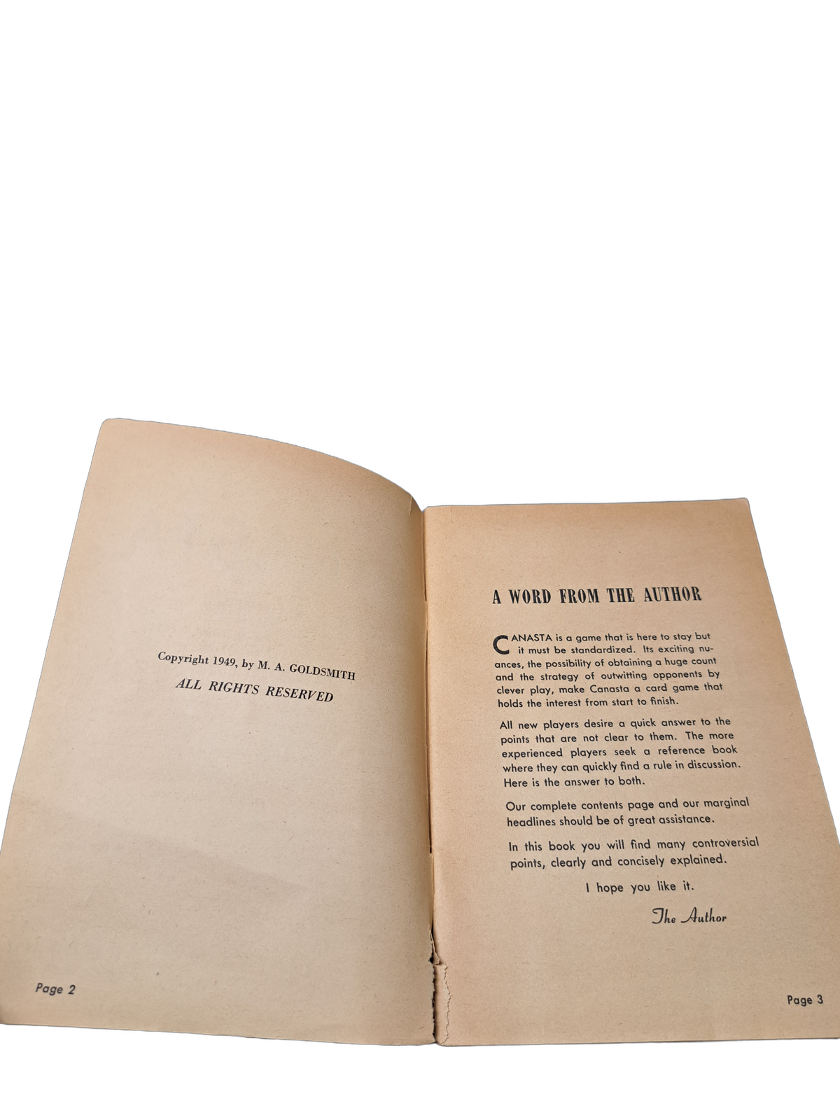 Vintage 1949 Official Canasta Strategy & Expert Play by M A Goldsmith