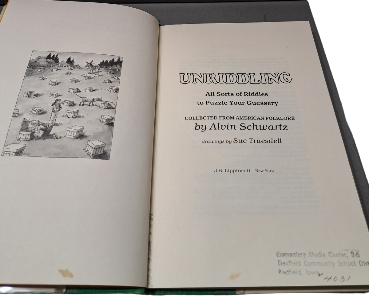 Vintage 1983 first edition of Unriddling: All Sorts of Riddles to Puzzle Your Guessery