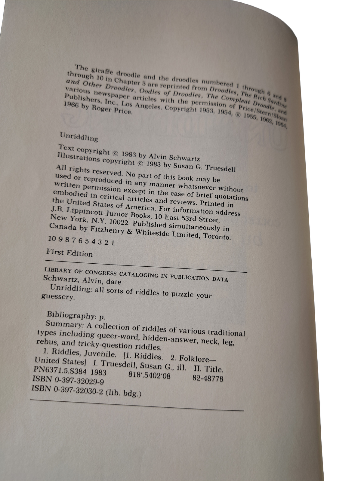 Vintage 1983 first edition of Unriddling: All Sorts of Riddles to Puzzle Your Guessery