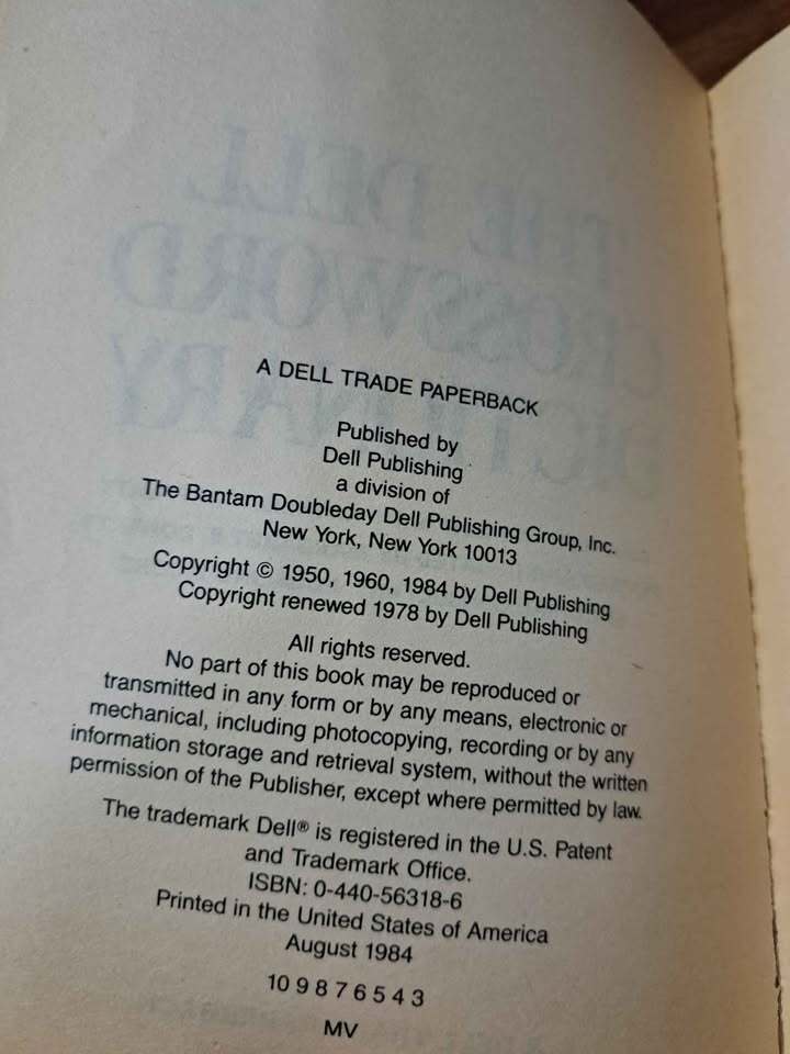 Vintage 1984 The Dell Crossword Dictionary