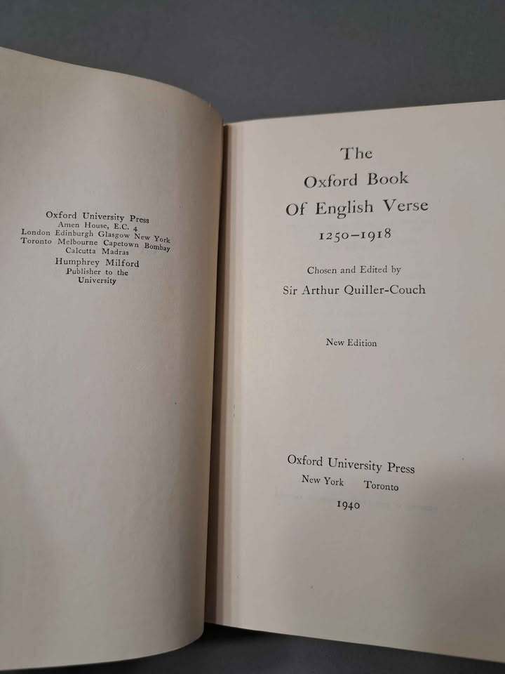 Vintage 1939 The Oxford Book of English Verse 1240-1918