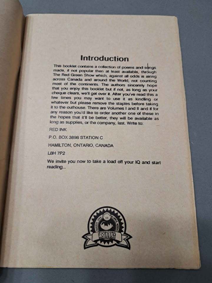 Vintage comedic bit from The Red Green Show: Possum Lodge Poems and Campfire Songs Volume 1