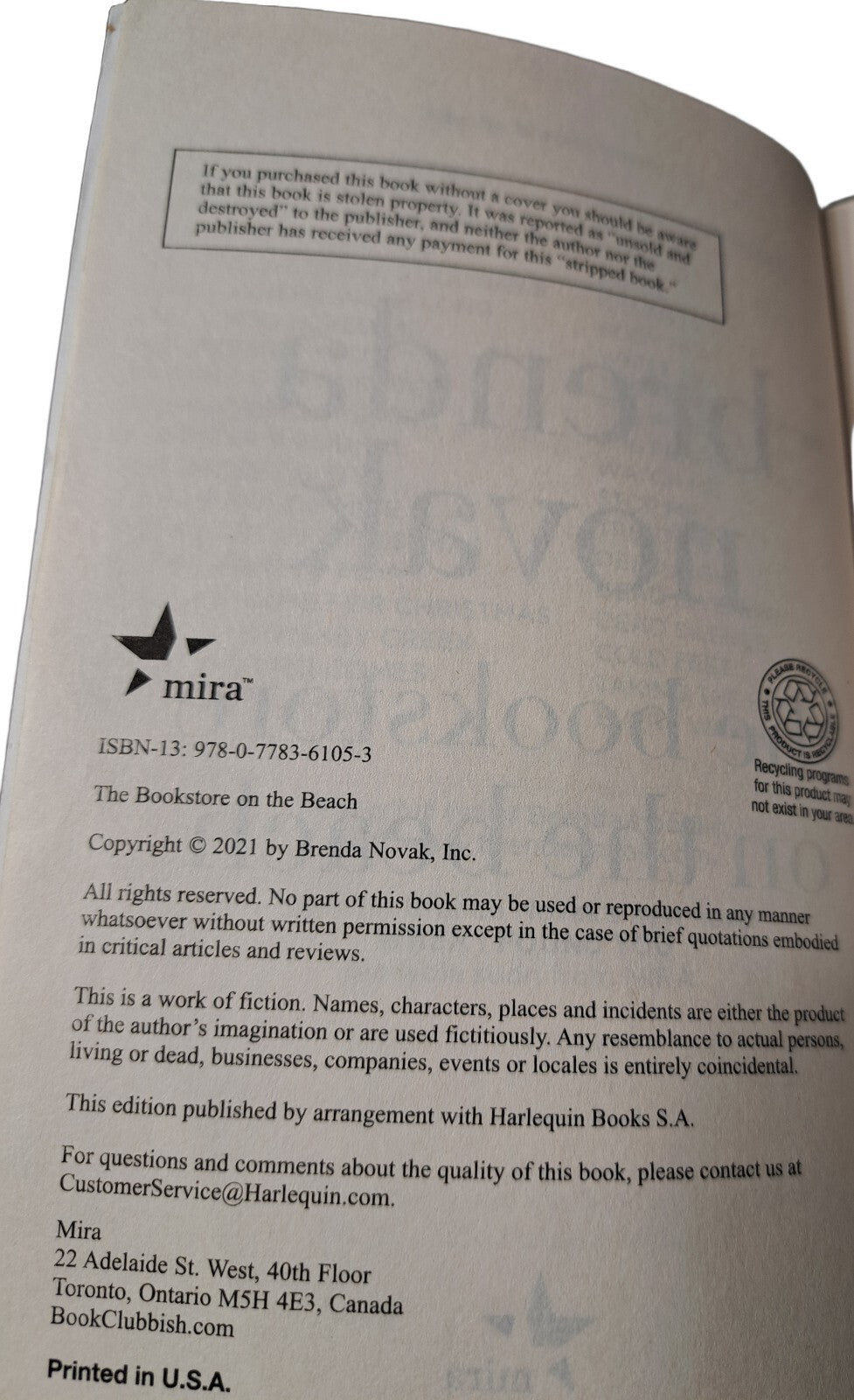 2021 The Bookstore on the Beach by Brenda Novak