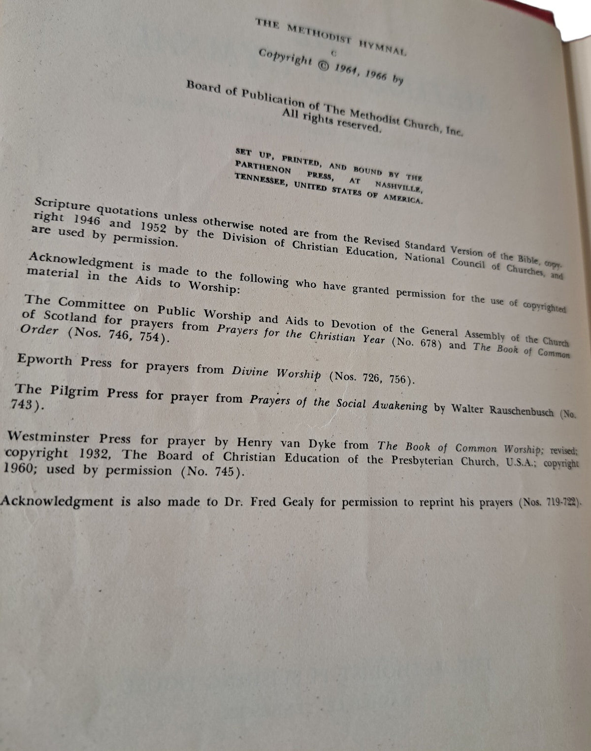 Vintage 1966 The Methodist Hymnal