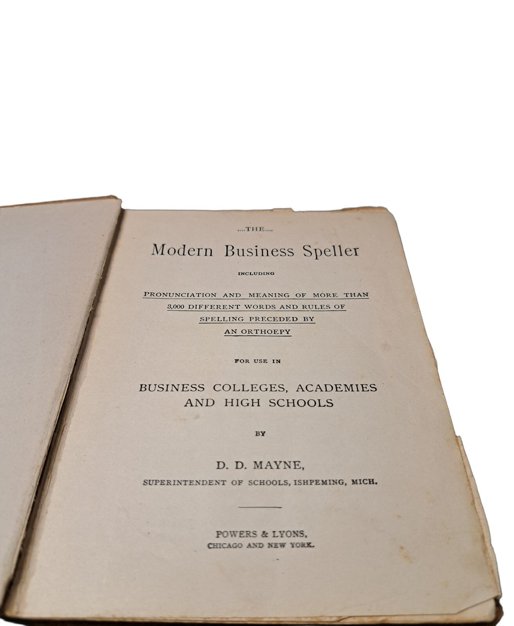 Vintage 1901 The Modern Business Speller by D. D. Mayne