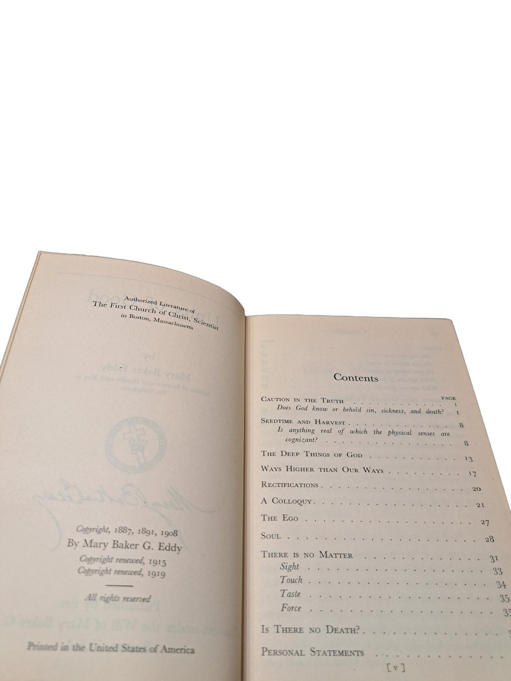 Vintage 1919 Unity of Good book by Mary Baker Eddy