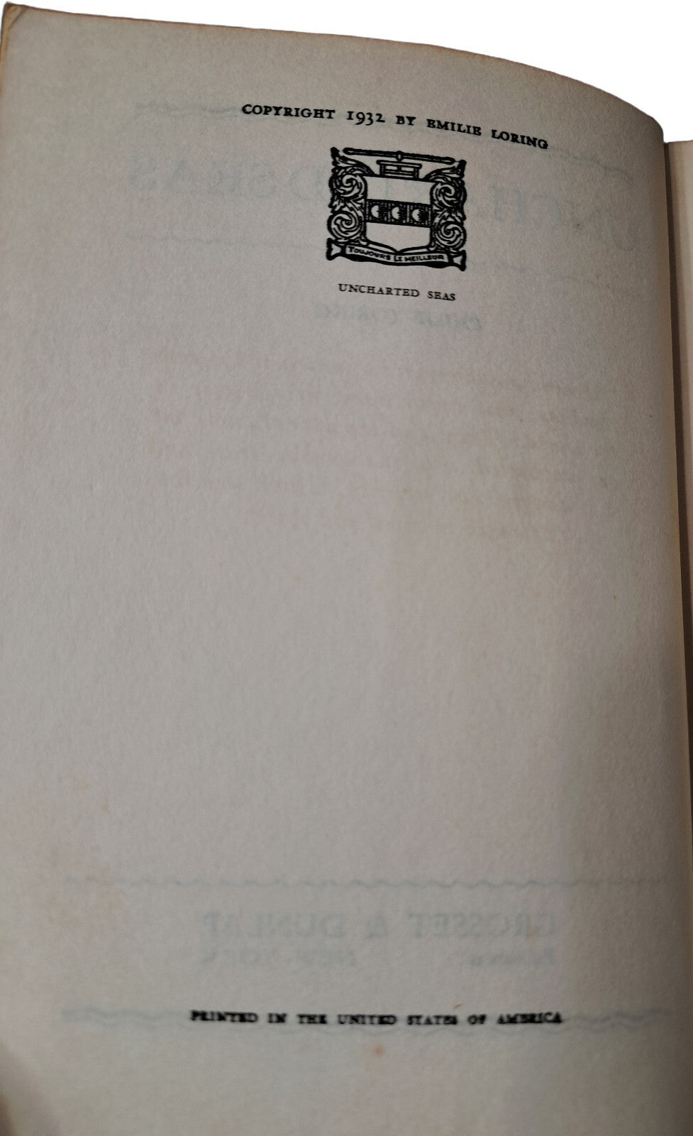Vintage 1932 first edition of Uncharted Seas book by Emilie Loring