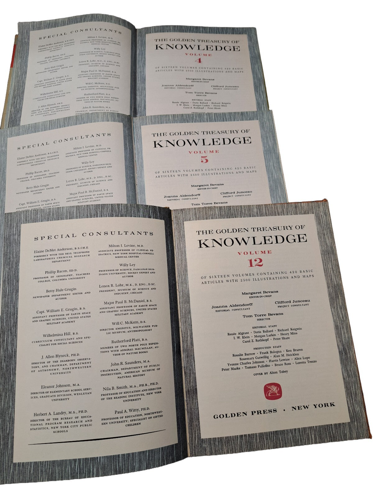 Vintage 1961 The Golden Treasury of Knowledge books Vol 4, 5 & 12