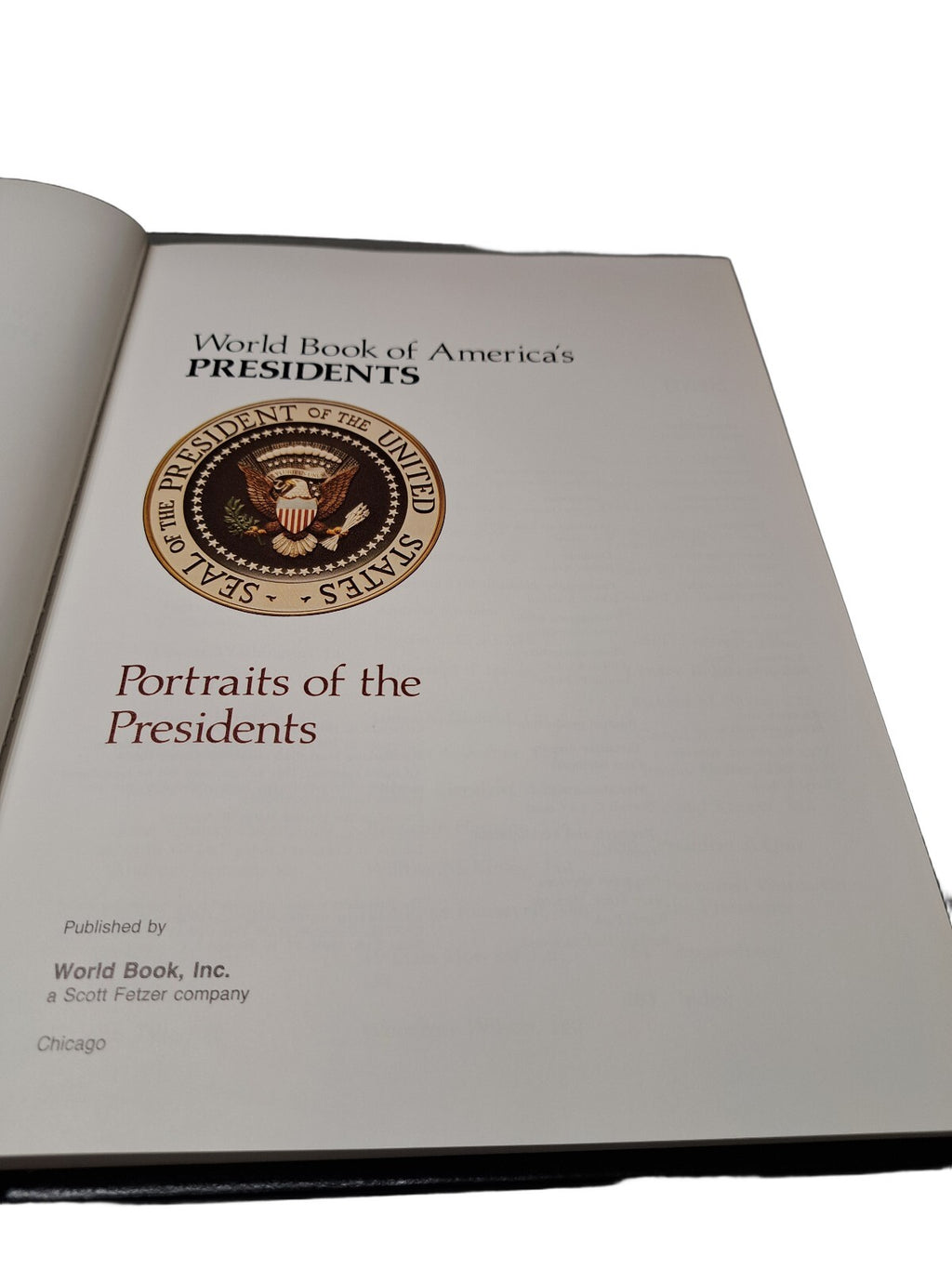 Vintage 1988 edition of World Book of America's Presidents: Portraits of the Presidents