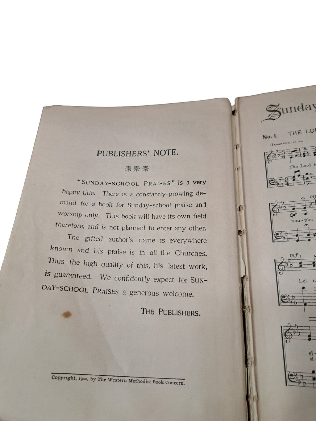 Vintage 1900 Sunday School Praises