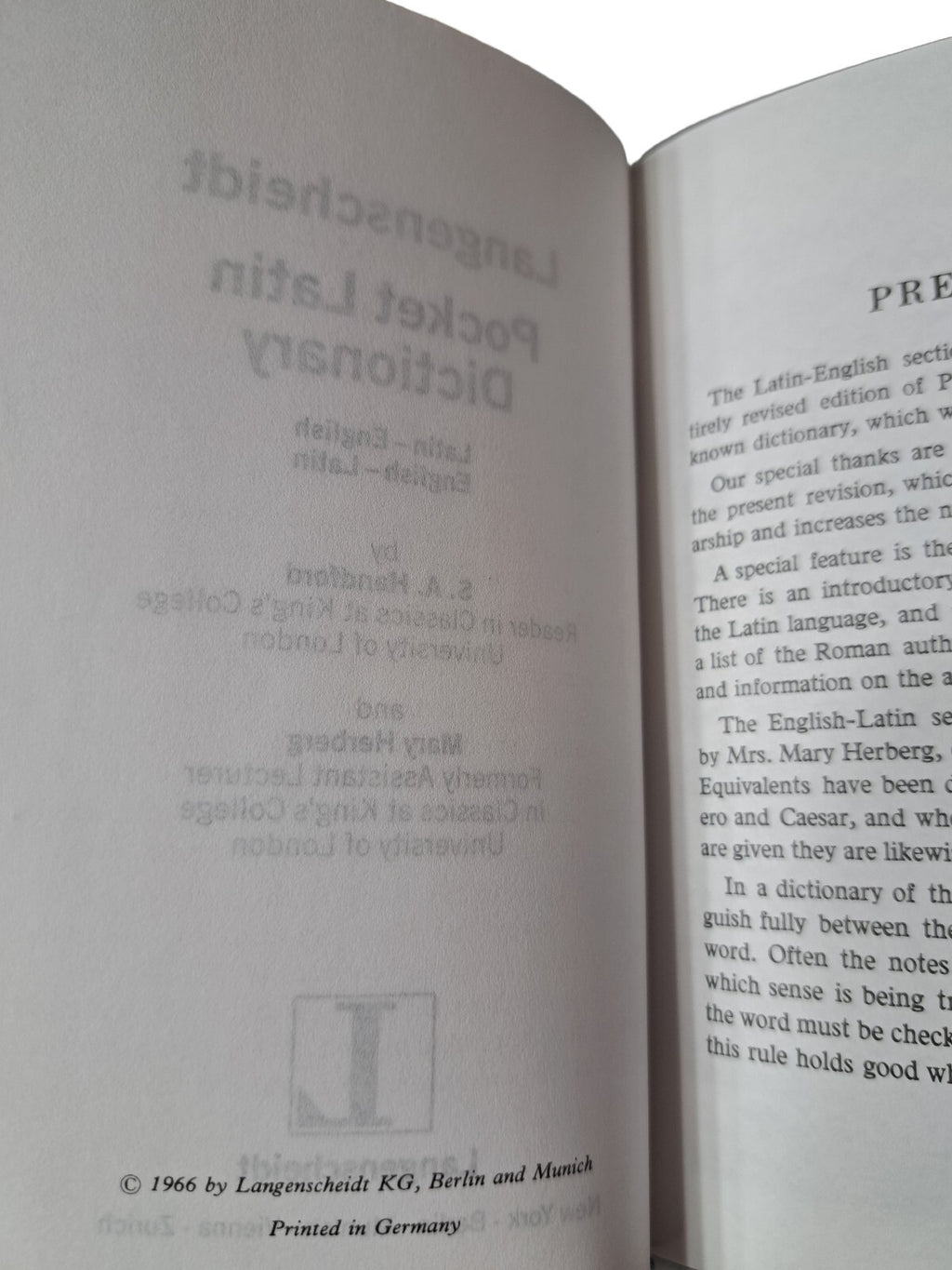 Vintage 1966 Langenscheidt Pocket Dictionary Latin