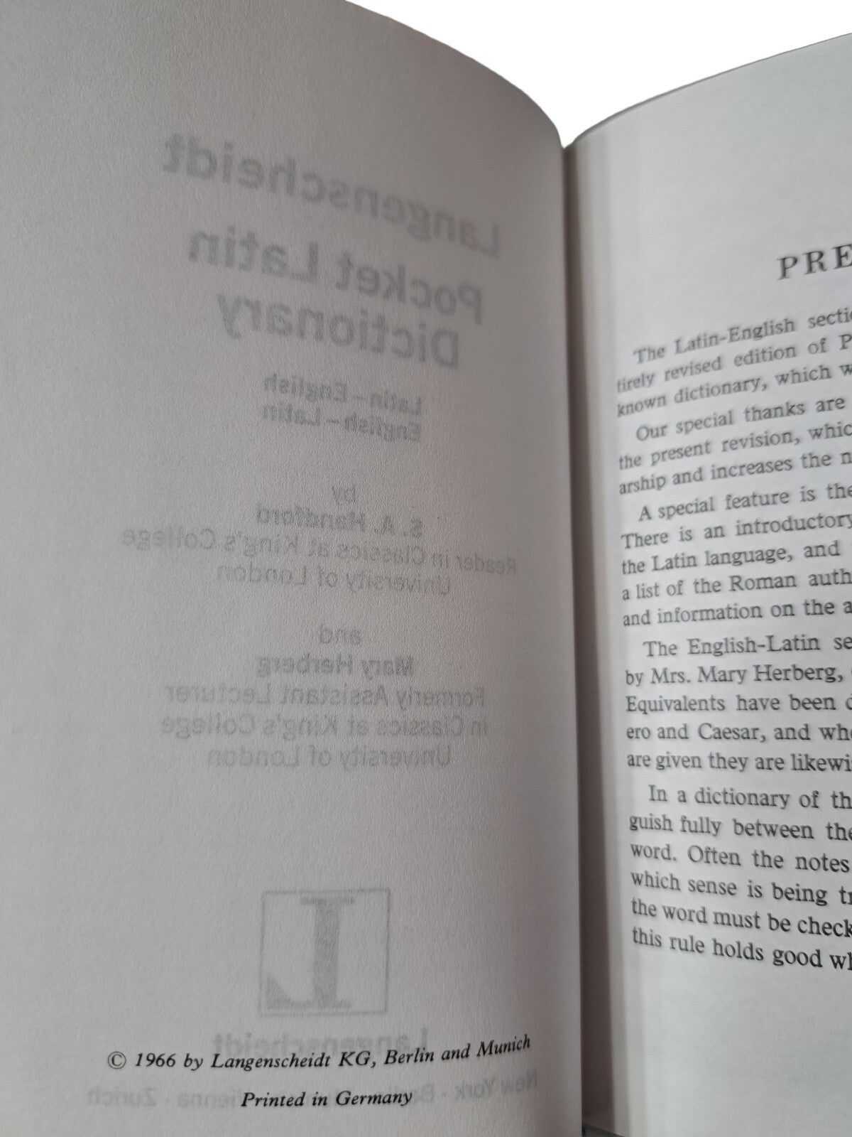 Vintage 1966 Langenscheidt Pocket Dictionary Latin