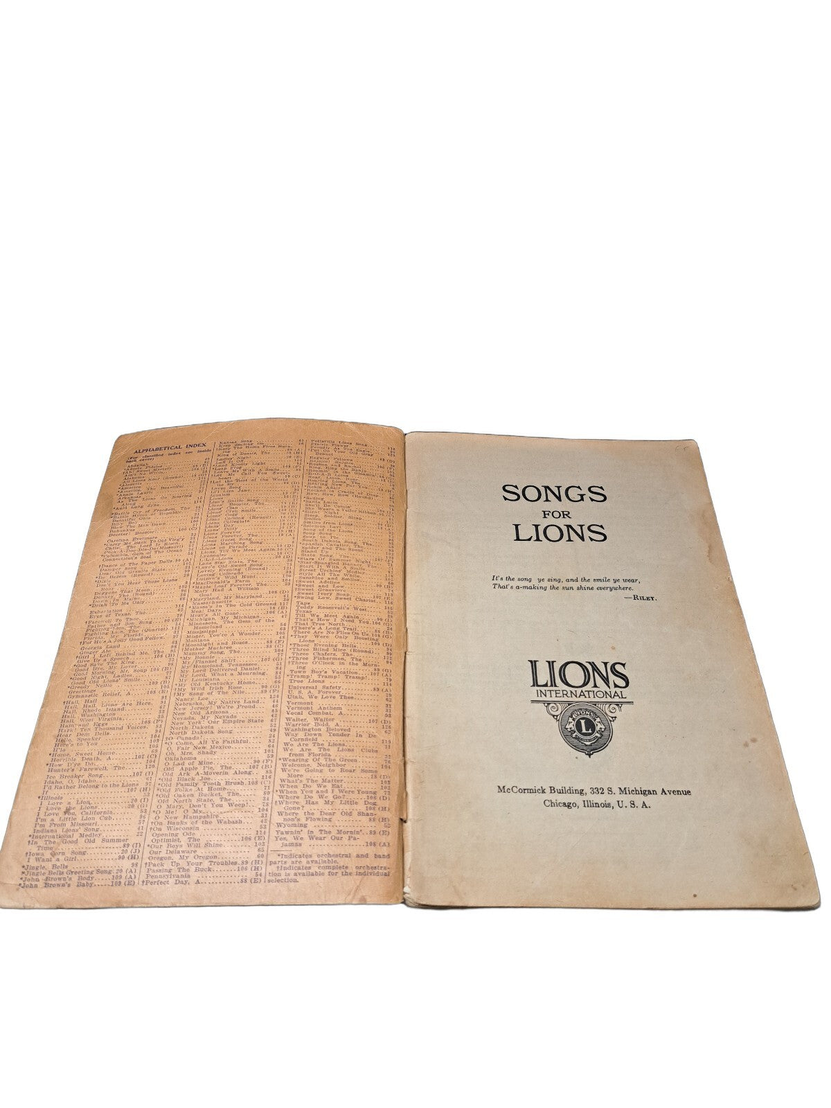 Vintage 1926 Songs for Lions