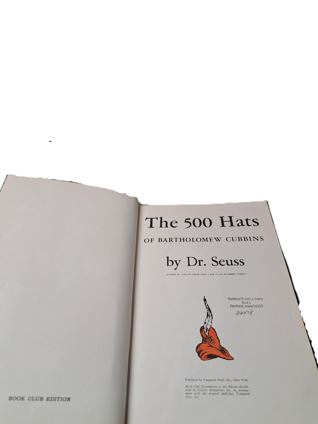 Vintage 1938 The 500 Hats of Bartholomew Cubbins by Dr Seuss