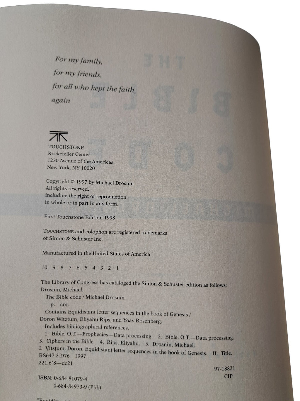 1998 The Bible Code book by Michael Drosnin