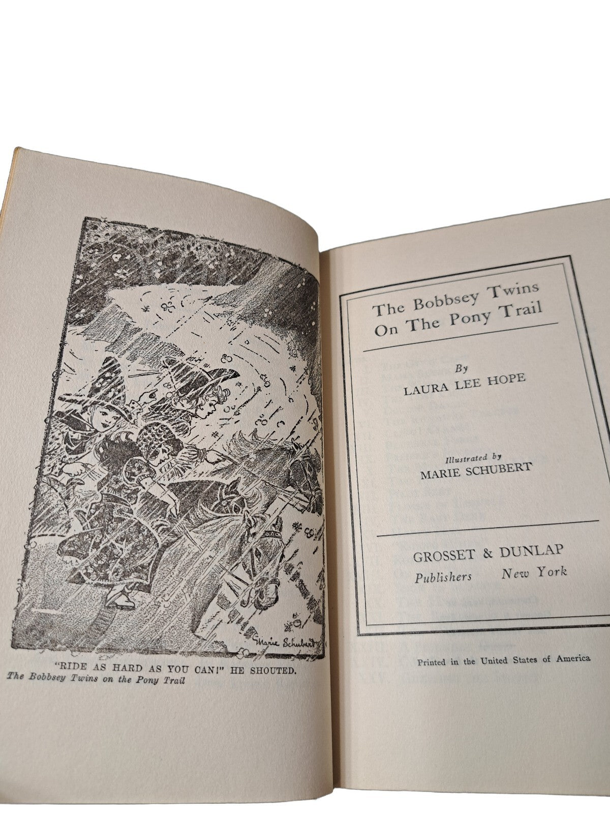 Vintage 1944 first edition of The Bobbsey Twins on the Pony Trail book by Laura Lee Hope