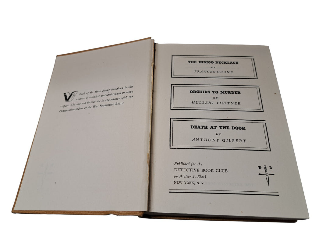 Vintage 1945 Detective Book Club 3-in-1 mystery omnibus hardcover