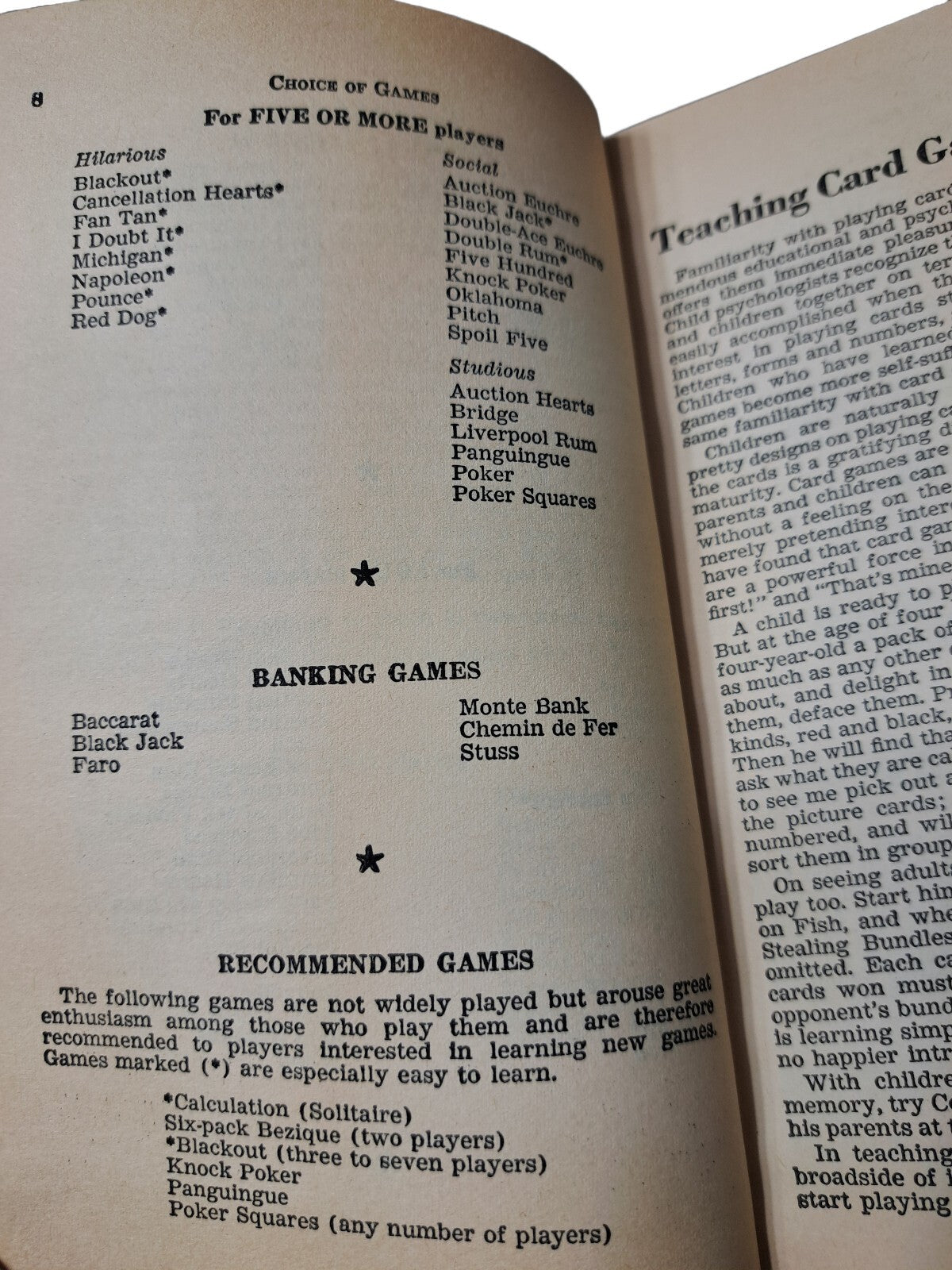 Vintage 1966 Official Rules of Card Games 54th edition book