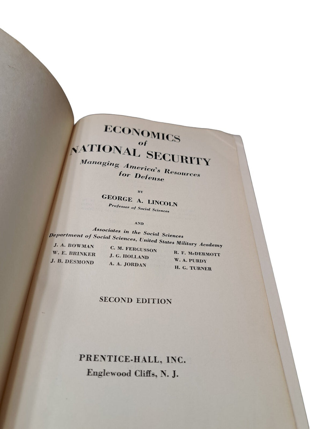 Vintage 1959 Economics of National Security book by George Lincoln