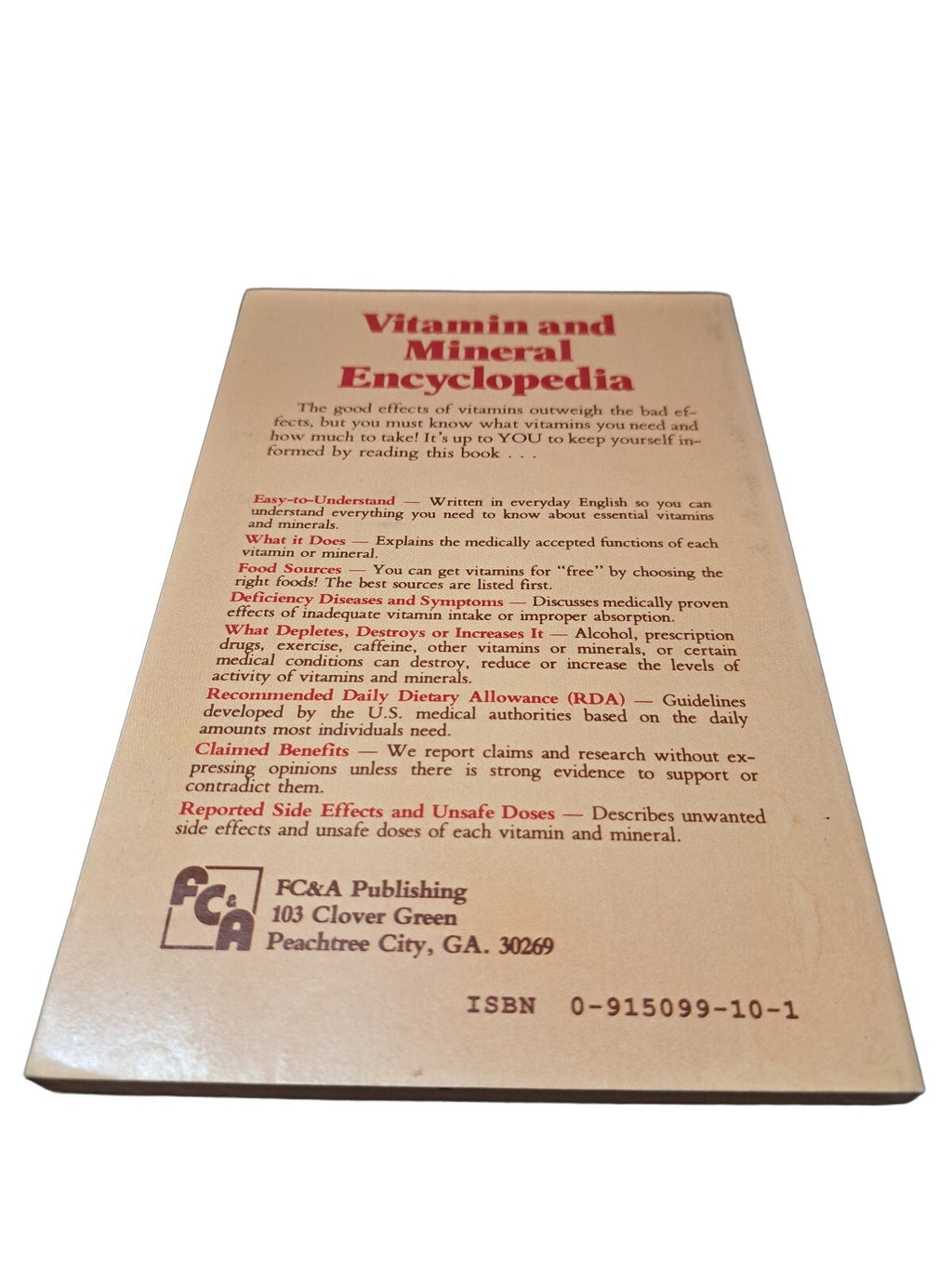 Vintage 1987 Vitamin and Mineral Encyclopedia by Frank W Cawood
