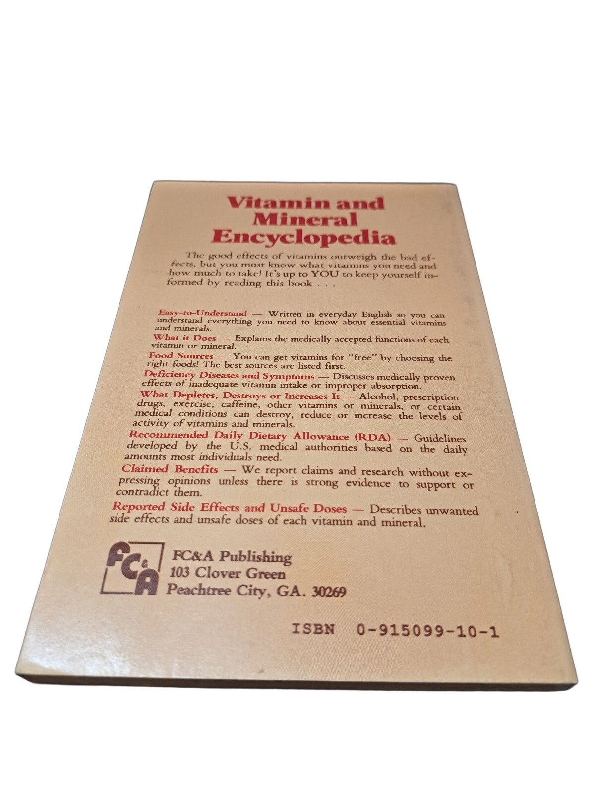 Vintage 1987 Vitamin and Mineral Encyclopedia by Frank W Cawood