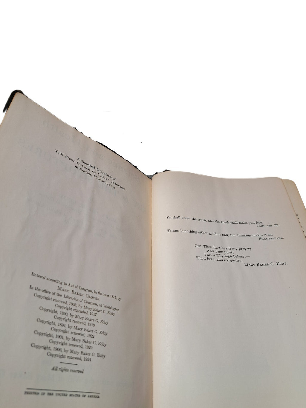 Vintage 1934 Science & Health with Key to the Scriptures book by Mary Baker Eddy