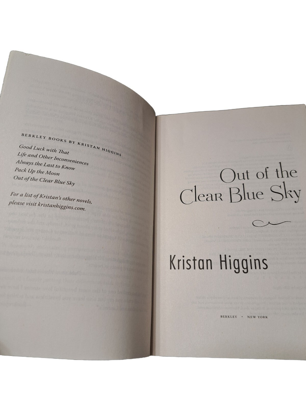 2022 Out of the Clear Blue Sky by Kristan Higgins