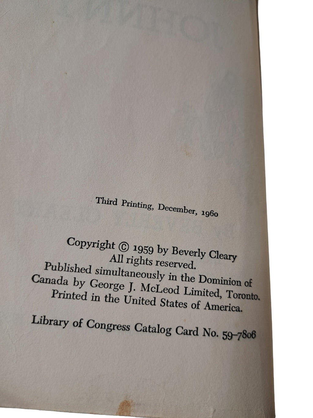 Vintage 1960 Jean and Johnny book by Beverly Cleary