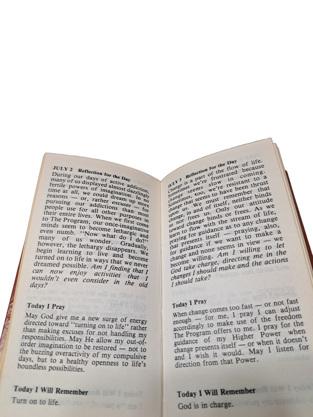 Vintage 1976 A Day at a Time pocket-sized book published by CompCare