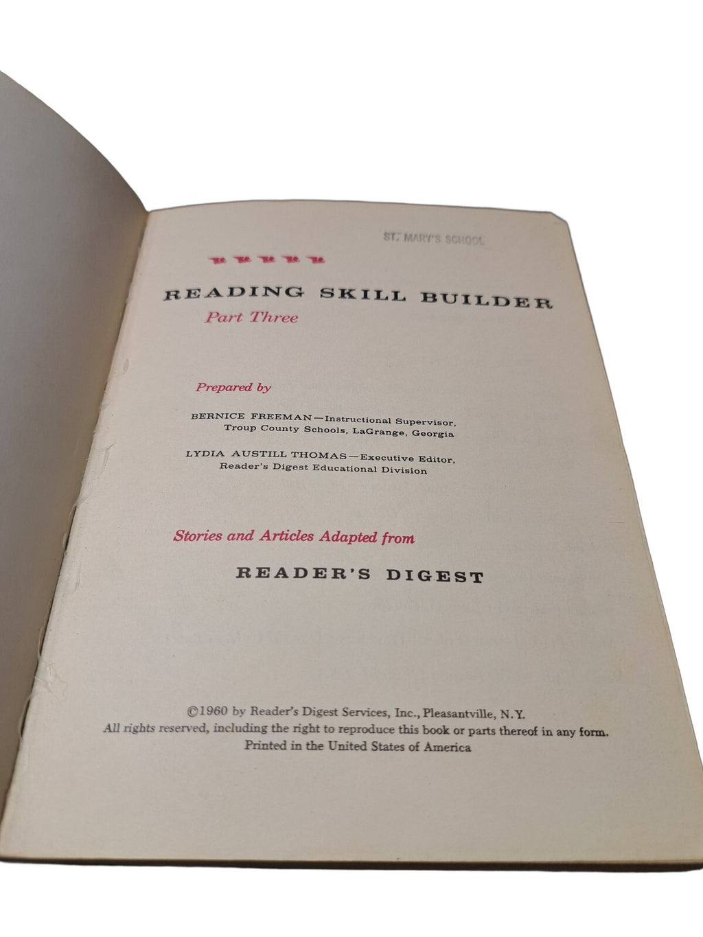 Vintage 1960 Reading Skill Builder Part Three book