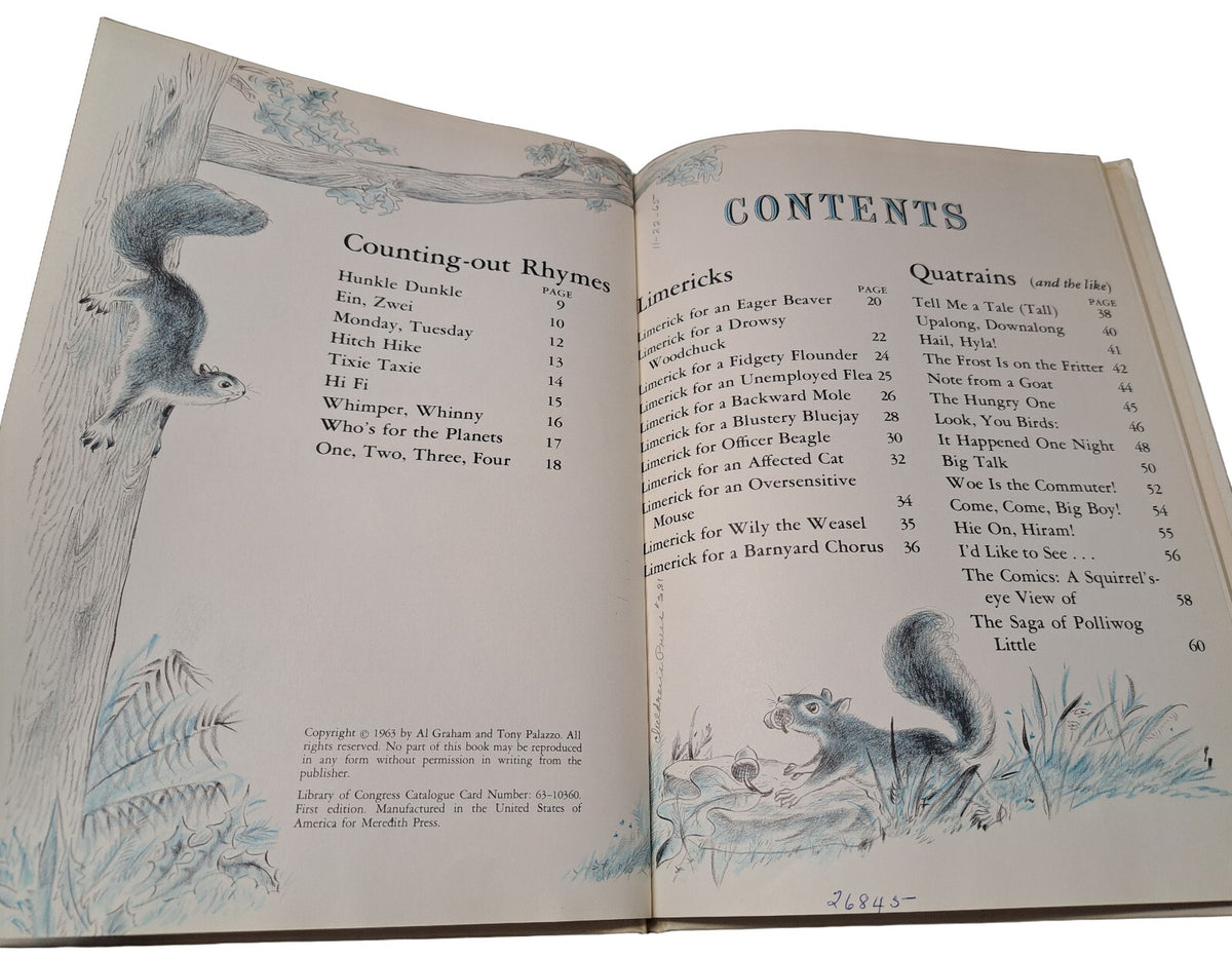 Vintage 1963 The Rhymes of Squire O'Squirrel book by Al Graham