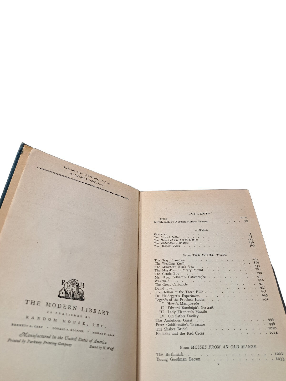 Vintage 1937 The Complete Novels and Selected Tales of Nathaniel Hawthorne book