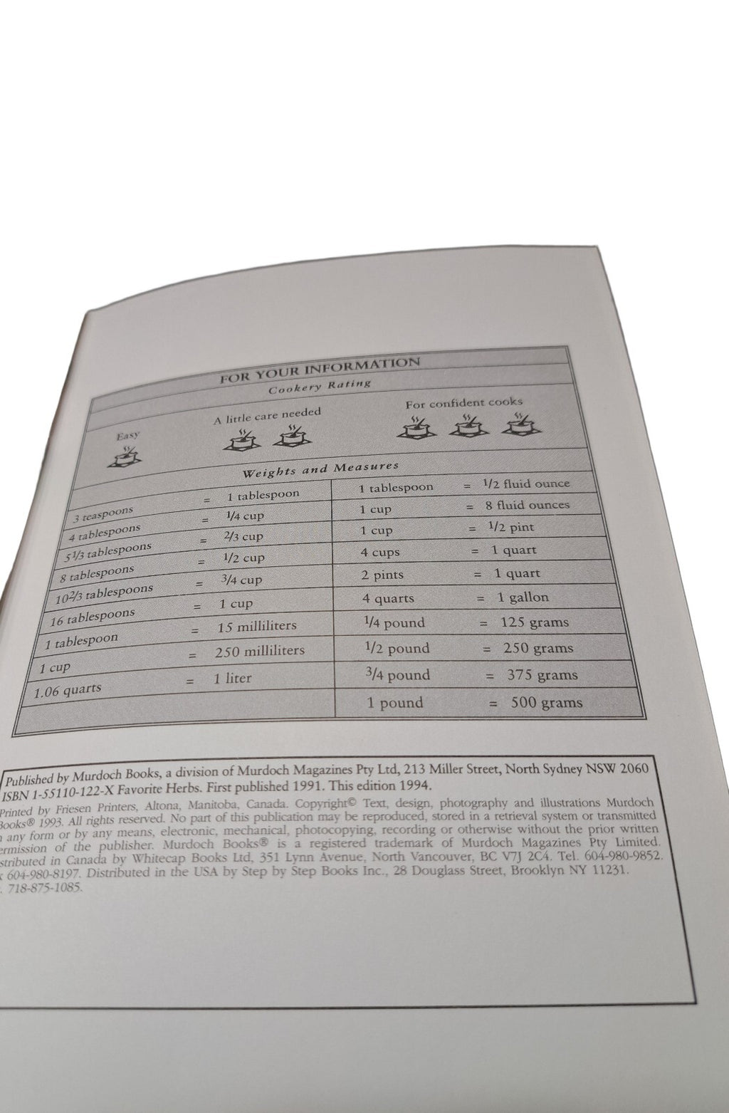 Rare 1994 Favorite Herbs recipe book