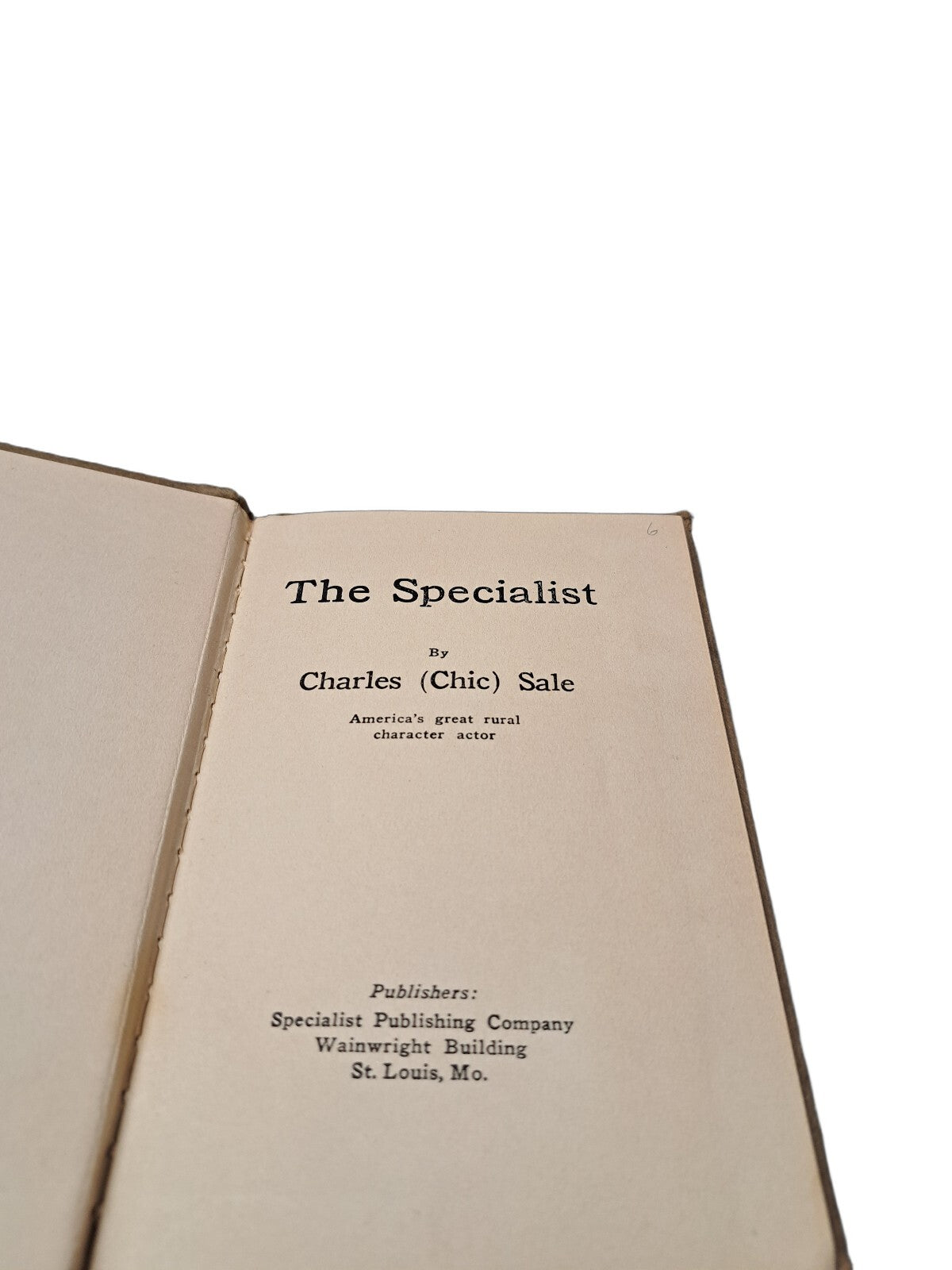Vintage 1929 The Specialist book by Charles (Chic) Sale