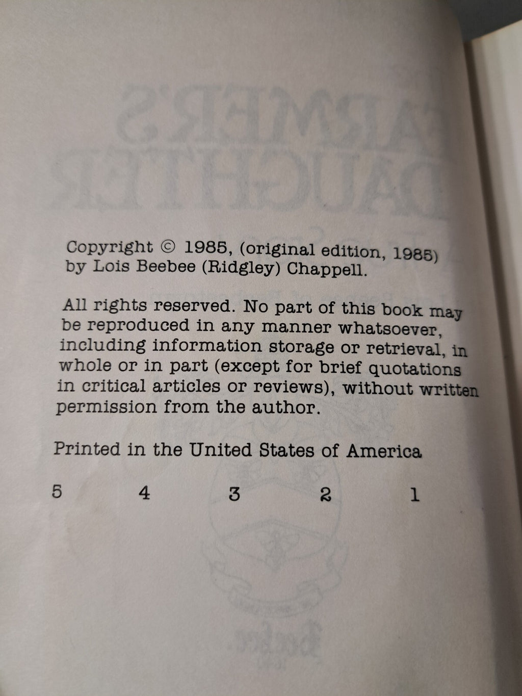 Vintage 1985 The Farmer's Daughter: A True Story book by Lois Beebee