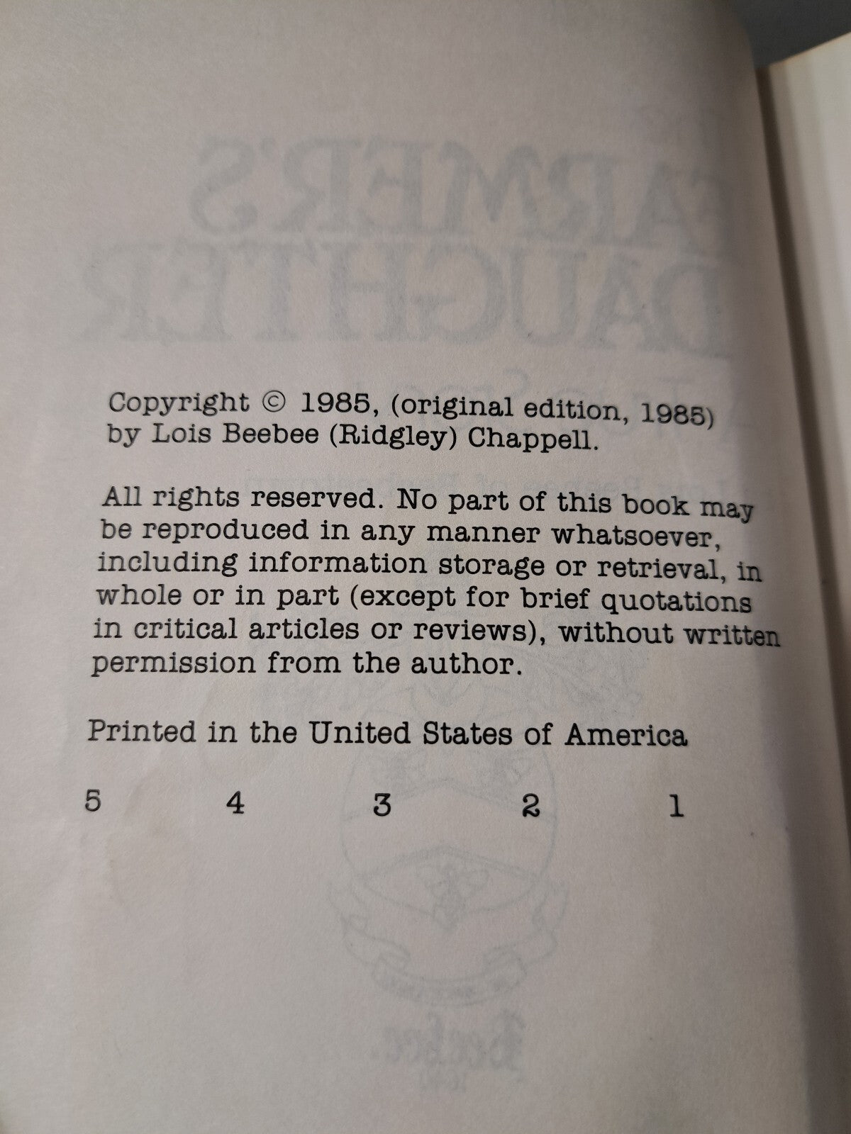 Vintage 1985 The Farmer's Daughter: A True Story book by Lois Beebee