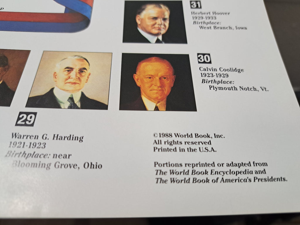 Vintage 1988 large map with American Presidents 1-40