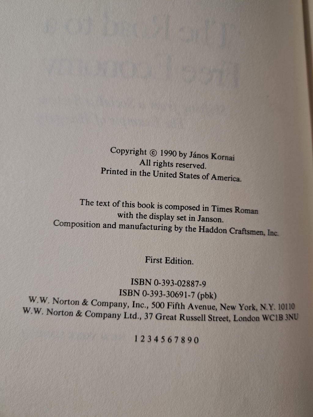 Vintage 1990 The Road to a Free Economy book by Janos Kornai