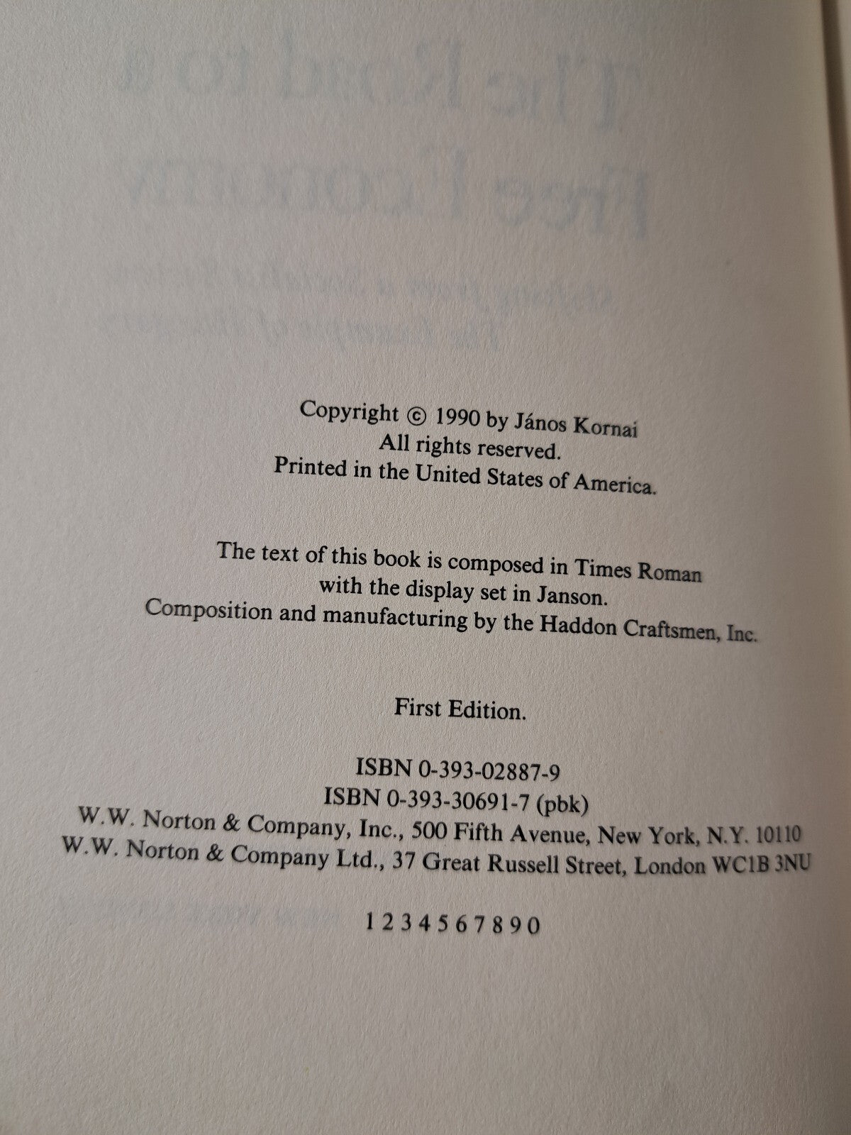 Vintage 1990 The Road to a Free Economy book by Janos Kornai