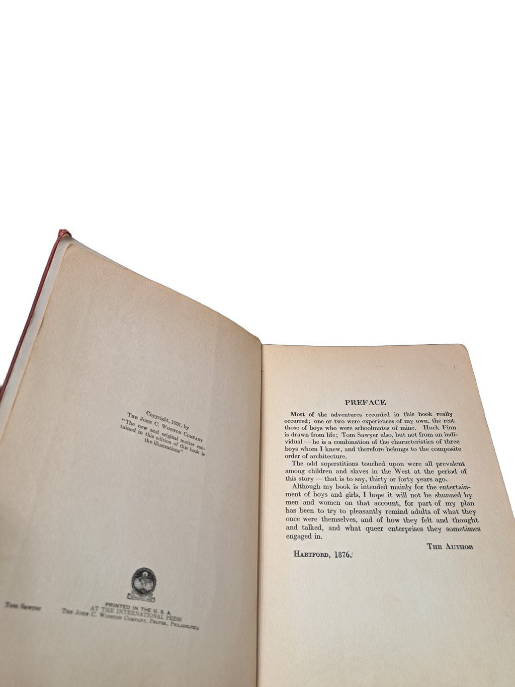 Vintage 1931 The Adventures of Tom Sawyer book by Mark Twain