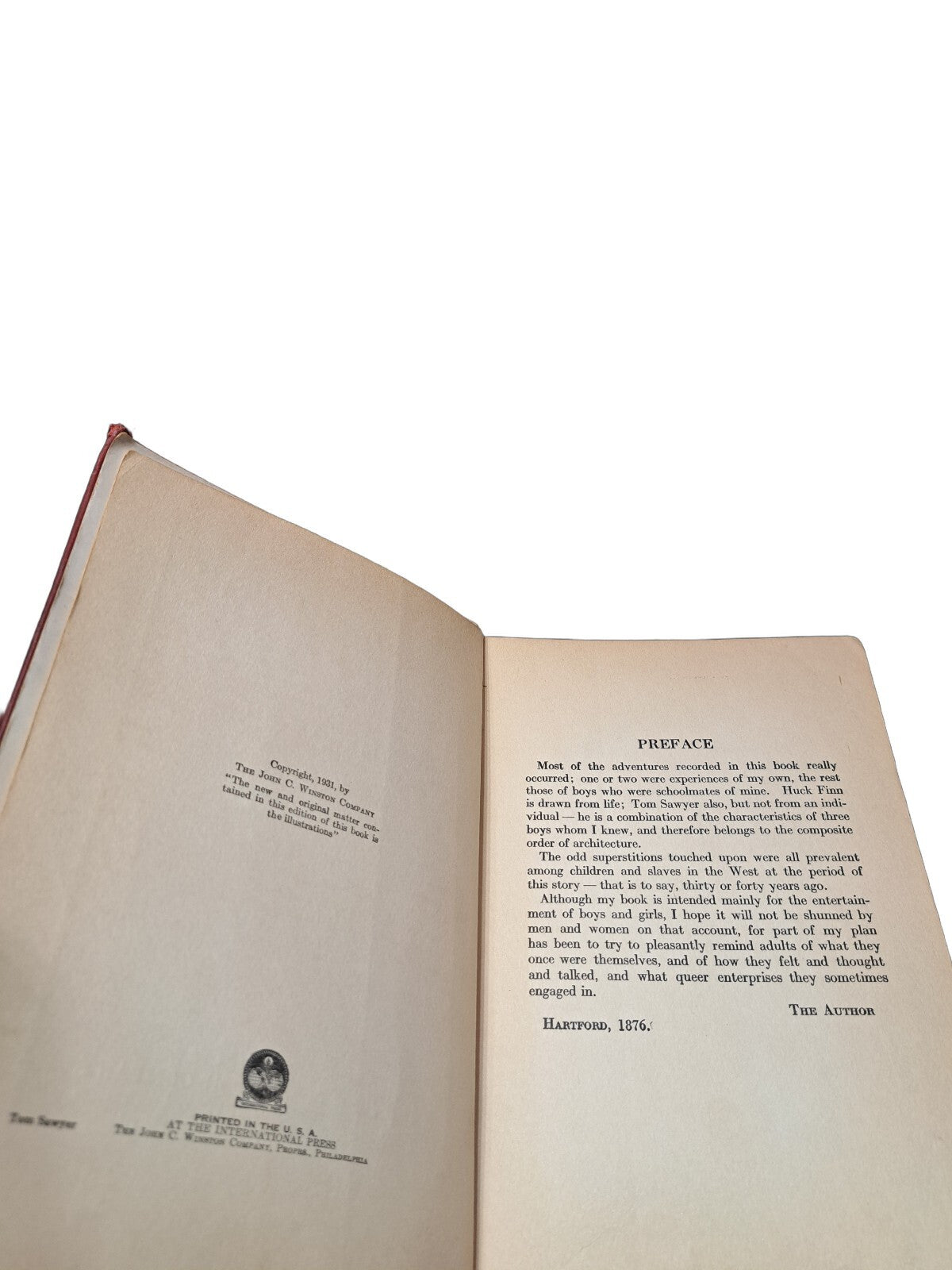 Vintage 1931 The Adventures of Tom Sawyer book by Mark Twain