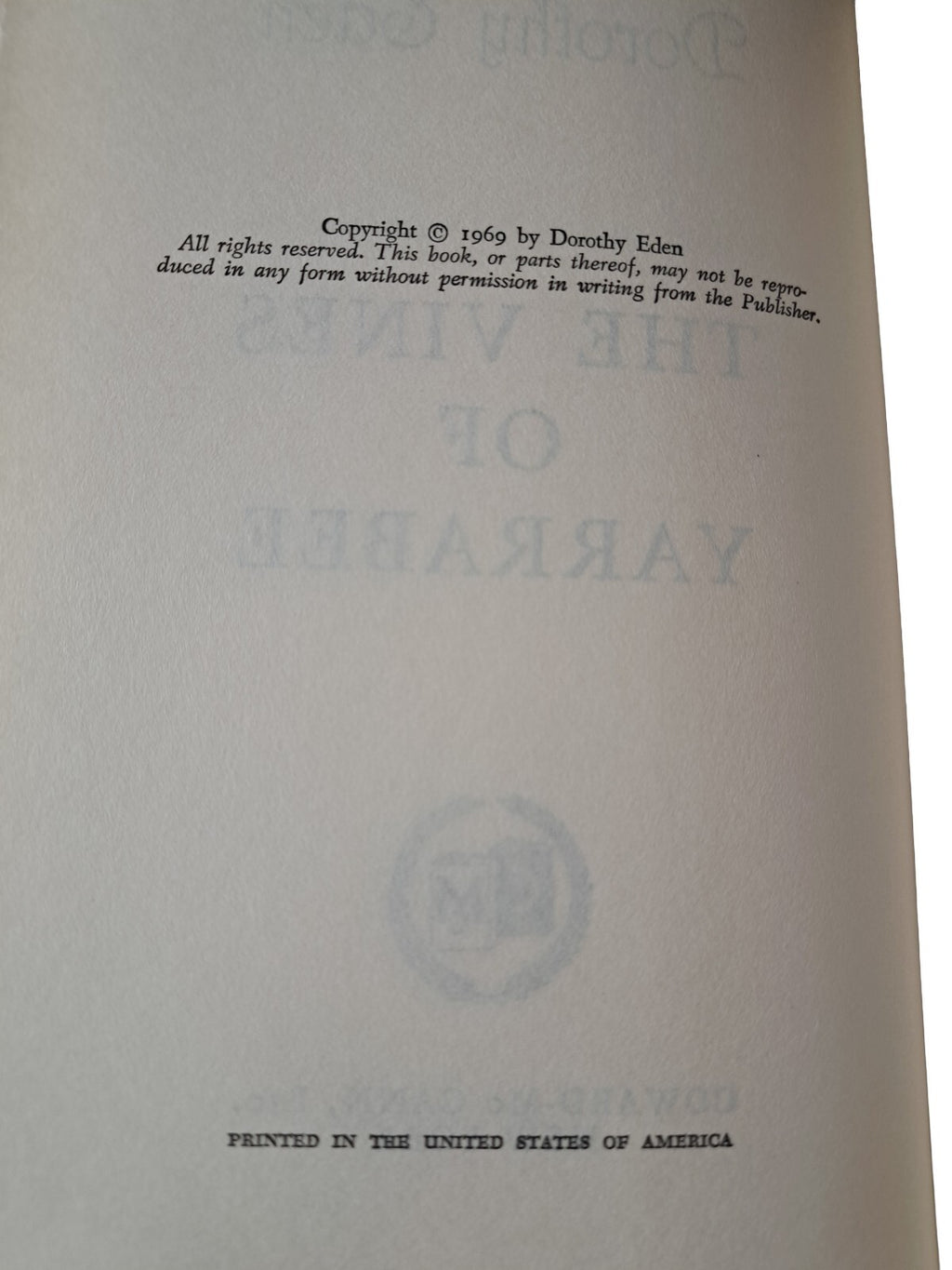 Vintage 1969 The Vines of Yarrabee book by Dorothy Eden